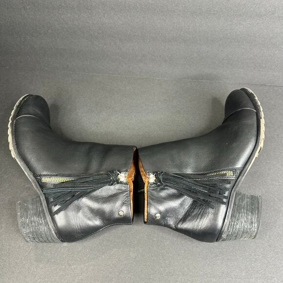 Pikolino Womens size 40 9 9.5 Andorra Black Leather Tassel Ankle Boots Side Zip - Picture 8 of 11